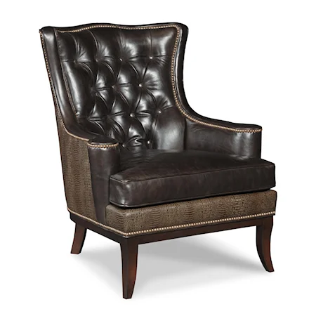 Hudson Two-Tone Chair with Exposed Wood Base and Nailheads